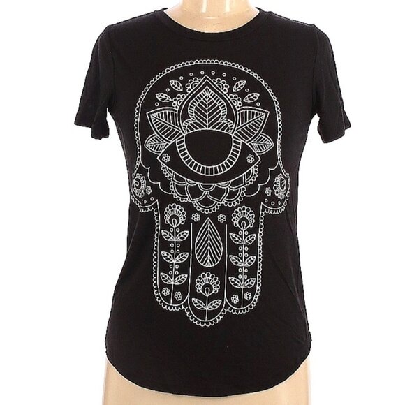 Awake Tops - Awake graphic tee black t-shirt size S Hamsa Hand Eye Protection Symbol Rayon